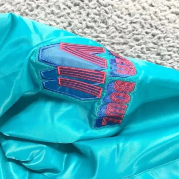 Starter Miami Dolphin Jacket Mens Large Orange Blue Varsity Bomber Super Bowl - Picture 6 of 12